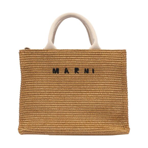 Marni Handbags - Marni Women Rafia Effect Small Logo Tote Bag